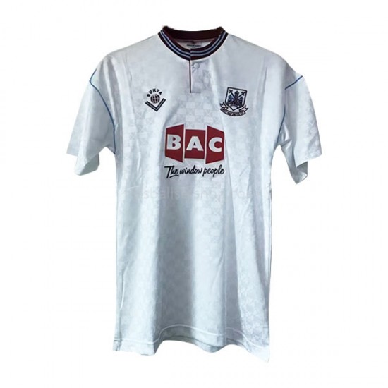 Günstige Fußball Trikotsatz West Ham United Retro Herren Auswärtstrikot 1989-1990 Kurzarm
