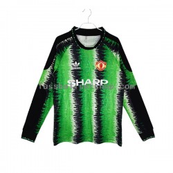 Günstige Fußball Trikotsatz Manchester United 1990-1991 Torwart Retro Herren Heimtrikot Langarm