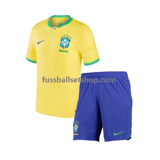 Günstige Fußball Trikotsatz Brasilien Kinder Heimtrikot World Cup 2022 Kurzarm