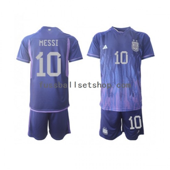 Günstige Fußball Trikotsatz Argentinien Lionel Messi 10 Kinder Auswärtstrikot World Cup 2022 Kurzarm