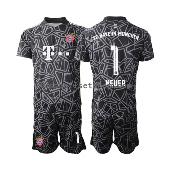 Günstige Fußball Trikotsatz FC Bayern München Manuel Neuer 1 Torwart Kinder Heimtrikot 2022-2023 Kurzarm