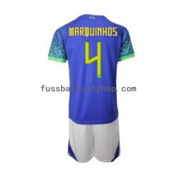 Günstige Fußball Trikotsatz Brasilien Marquinhos 4 Kinder Auswärtstrikot World Cup 2022 Kurzarm Günstige Fußball Trikotsatz Brasilien Marquinhos 4 Kinder Auswärtstrikot World Cup 2022 Kurzarm