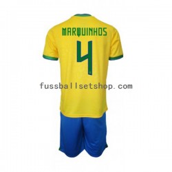 Günstige Fußball Trikotsatz Brasilien Marquinhos 4 Kinder Heimtrikot World Cup 2022 Kurzarm Günstige Fußball Trikotsatz Brasilien Marquinhos 4 Kinder Heimtrikot World Cup 2022 Kurzarm