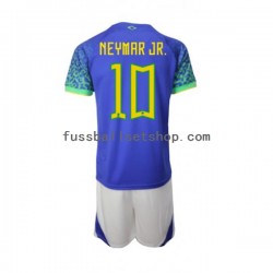 Günstige Fußball Trikotsatz Brasilien Neymar JR 10 Kinder Auswärtstrikot World Cup 2022 Kurzarm