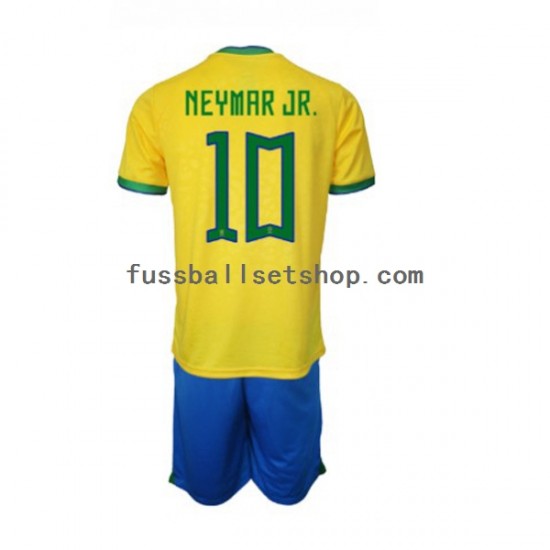 Günstige Fußball Trikotsatz Brasilien Neymar JR 10 Kinder Heimtrikot World Cup 2022 Kurzarm