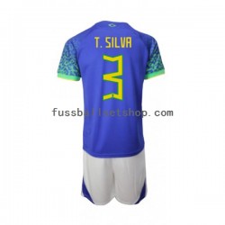 Günstige Fußball Trikotsatz Brasilien Thiago Silva 3 Kinder Auswärtstrikot World Cup 2022 Kurzarm Günstige Fußball Trikotsatz Brasilien Thiago Silva 3 Kinder Auswärtstrikot World Cup 2022 Kurzarm