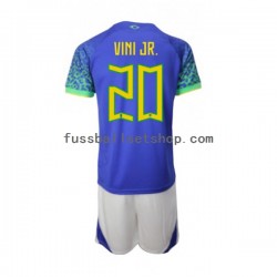 Günstige Fußball Trikotsatz Brasilien Vinicius Junior 20 Kinder Auswärtstrikot World Cup 2022 Kurzarm