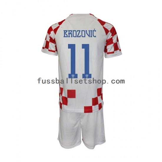 Günstige Fußball Trikotsatz Kroatien Brozovic 11 Kinder Heimtrikot World Cup 2022 Kurzarm