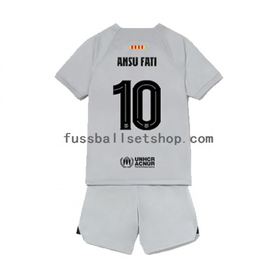 Günstige Fußball Trikotsatz FC Barcelona Ansu Fat 10 Kinder Ausweichtrikot 2022-2023 Kurzarm
