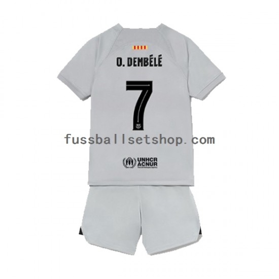 Günstige Fußball Trikotsatz FC Barcelona Ousmane Dembele 7 Kinder Ausweichtrikot 2022-2023 Kurzarm
