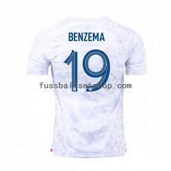 Günstige Fußball Trikotsatz Frankreich Benzema 19 Herren Auswärtstrikot World Cup 2022 Kurzarm