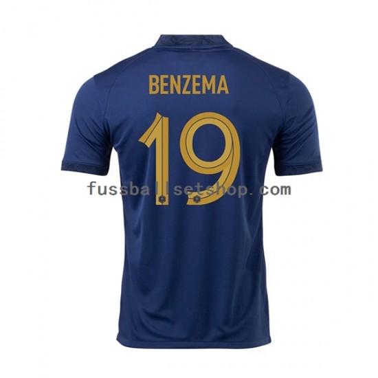 Günstige Fußball Trikotsatz Frankreich Benzema 19 Herren Heimtrikot World Cup 2022 Kurzarm