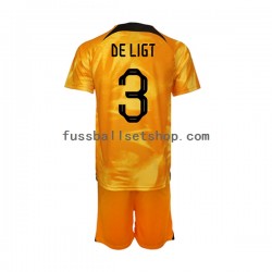 Günstige Fußball Trikotsatz Niederlande Matthijs de Ligt 3 Kinder Heimtrikot World Cup 2022 Kurzarm