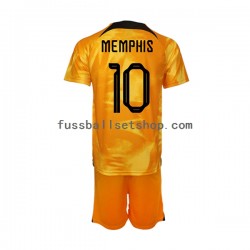 Günstige Fußball Trikotsatz Niederlande Memphis Depay 10 Kinder Heimtrikot World Cup 2022 Kurzarm