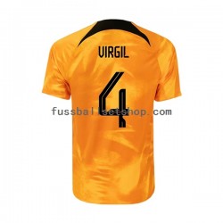 Günstige Fußball Trikotsatz Niederlande Virgil 4 Herren Heimtrikot World Cup 2022 Kurzarm