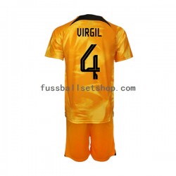 Günstige Fußball Trikotsatz Niederlande Virgil van Dijk 4 Kinder Heimtrikot World Cup 2022 Kurzarm