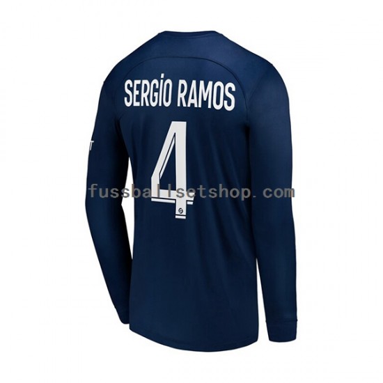 Günstige Fußball Trikotsatz Paris Saint-Germain Sergio Ramos 4 Herren Heimtrikot 2022-2023 Langarm