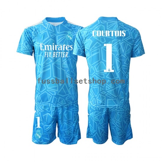 Günstige Fußball Trikotsatz Real Madrid Courtois 1 Torwart Kinder Heimtrikot 2022-2023 Kurzarm