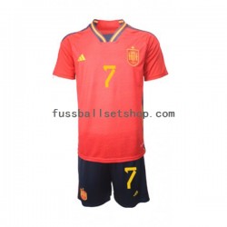Günstige Fußball Trikotsatz Spanien Alvaro Morata 7 Kinder Heimtrikot World Cup 2022 Kurzarm