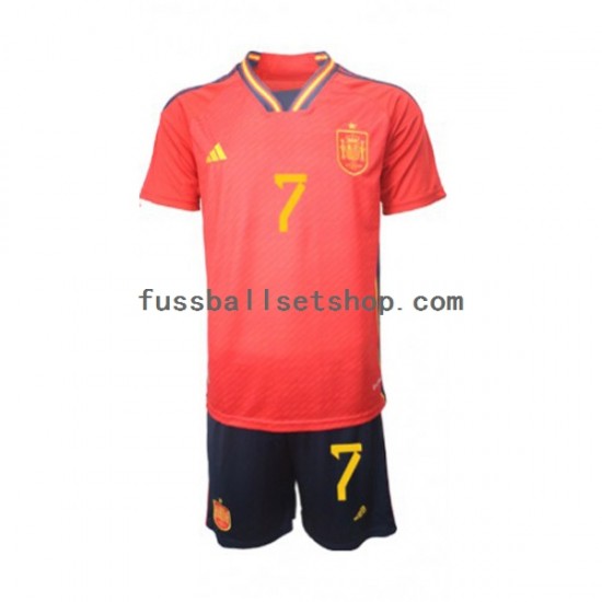 Günstige Fußball Trikotsatz Spanien Alvaro Morata 7 Kinder Heimtrikot World Cup 2022 Kurzarm