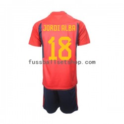 Günstige Fußball Trikotsatz Spanien Jordi Alba 18 Kinder Heimtrikot World Cup 2022 Kurzarm