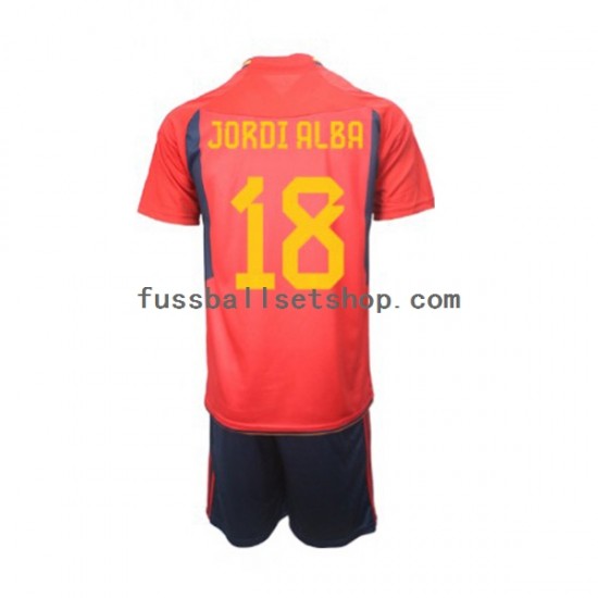 Günstige Fußball Trikotsatz Spanien Jordi Alba 18 Kinder Heimtrikot World Cup 2022 Kurzarm
