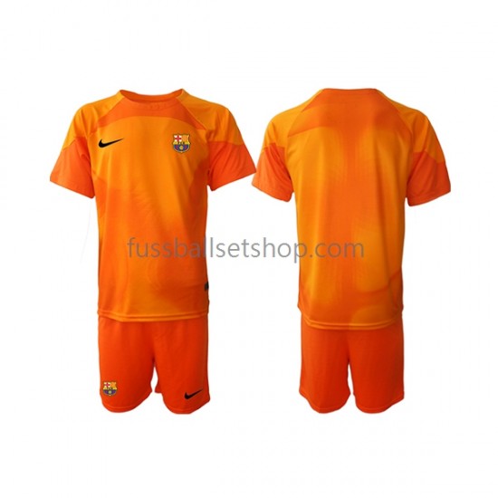 Günstige Fußball Trikotsatz FC Barcelona Torwart Kinder Ausweichtrikot 2022-2023 Kurzarm