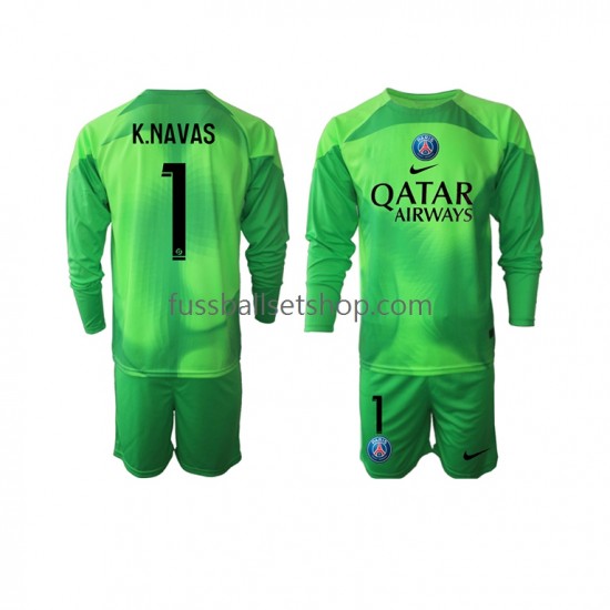 Günstige Fußball Trikotsatz Paris Saint-Germain Keylor Navas 1 Torwart Kinder Heimtrikot 2022-2023 Langarm