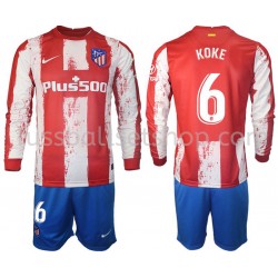 Günstige Fußball Trikotsatz Atlético Madrid Koke 6 Kinder Heimtrikot 2021-2022 Langarm