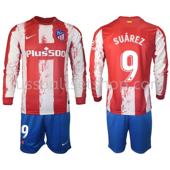 Günstige Fußball Trikotsatz Atlético Madrid Luis Suárez 9 Kinder Heimtrikot 2021-2022 Langarm