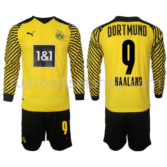 Günstige Fußball Trikotsatz Borussia Dortmund Haaland 9 Kinder Heimtrikot 2021-2022 Langarm