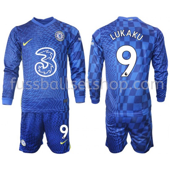 Günstige Fußball Trikotsatz Chelsea LUKAKU 9 Kinder Heimtrikot 2021-2022 Langarm