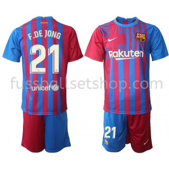 Günstige Fußball Trikotsatz FC Barcelona Frenkie de Jong 21 Kinder Heimtrikot 2021-2022 Kurzarm