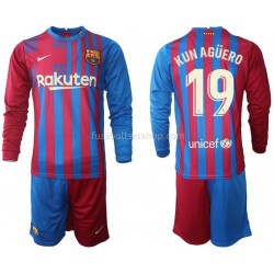 Günstige Fußball Trikotsatz FC Barcelona Kun Agüero 19 Kinder Heimtrikot 2021-2022 Langarm