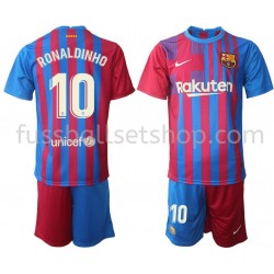 Günstige Fußball Trikotsatz FC Barcelona Ronaldinho 10 Kinder Heimtrikot 2021-2022 Langarm