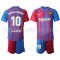 Günstige Fußball Trikotsatz FC Barcelona Ronaldinho 10 Kinder Heimtrikot 2021-2022 Langarm