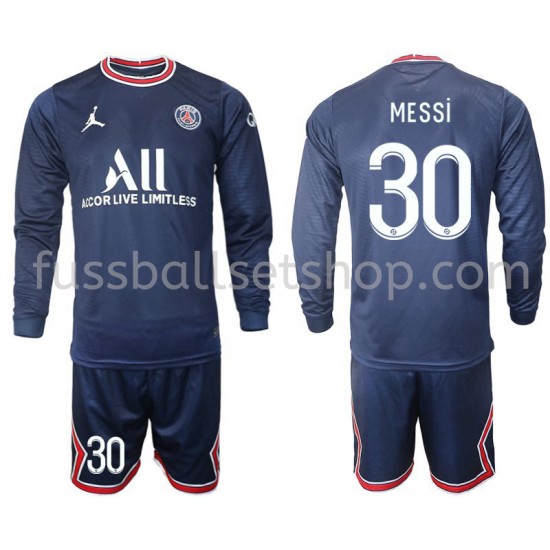 Günstige Fußball Trikotsatz Paris Saint-Germain MESSI 30 Kinder Heimtrikot 2021-2022 Langarm