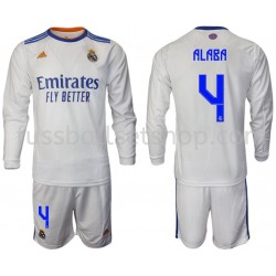 Günstige Fußball Trikotsatz Real Madrid Alaba 4 Kinder Heimtrikot 2021-2022 Langarm