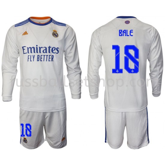 Günstige Fußball Trikotsatz Real Madrid Bale 18 Kinder Heimtrikot 2021-2022 Langarm