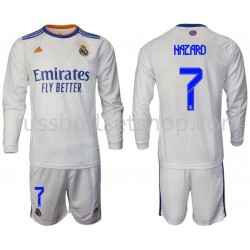Günstige Fußball Trikotsatz Real Madrid Hazard 7 Kinder Heimtrikot 2021-2022 Langarm