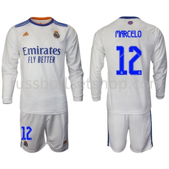 Günstige Fußball Trikotsatz Real Madrid Marcelo 12 Kinder Heimtrikot 2021-2022 Langarm