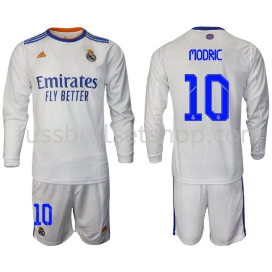 Günstige Fußball Trikotsatz Real Madrid Modric 10 Kinder Heimtrikot 2021-2022 Langarm
