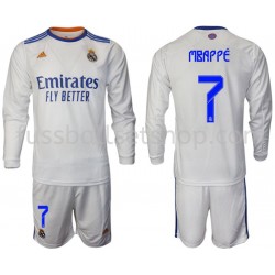 Günstige Fußball Trikotsatz Real Madrid Heimtrikot Mbappe 7 2021-2022 Langarm