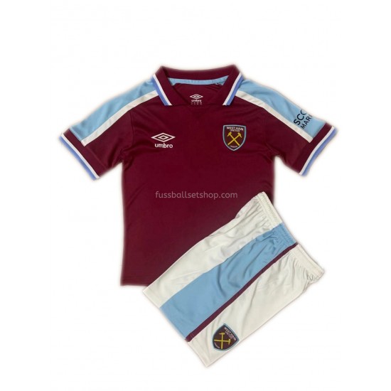 Günstige Fußball Trikotsatz West Ham United Kinder Heimtrikot 2021-2022 Kurzarm