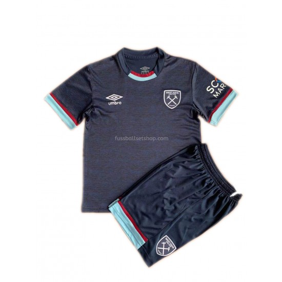 Günstige Fußball Trikotsatz West Ham United Kinder Ausweichtrikot 2021-2022 Kurzarm