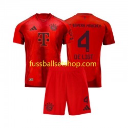 Günstige Fußball Trikotsatz FC Bayern München Matthijs de Ligt 4 Kinder Heimtrikot 2024-2025 Kurzarm