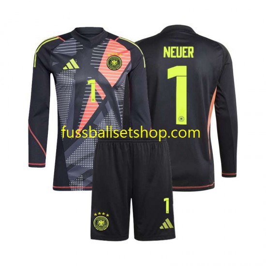 Günstige Fußball Trikotsatz Deutschland Manuel Neuer 1 Torwart Kinder Heimtrikot Euro 2024 Langarm