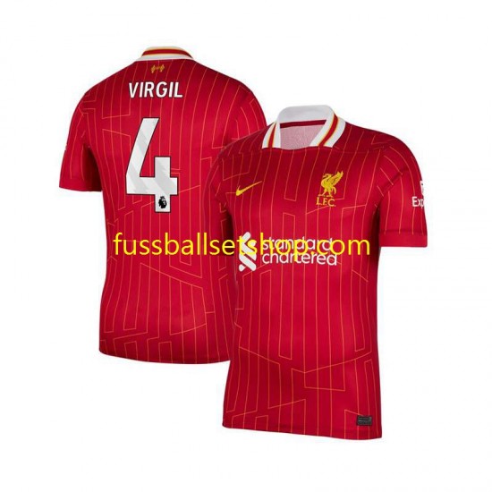 Günstige Fußball Trikotsatz Liverpool Virgil van Dijk 4 Herren Heimtrikot 2024-2025 Kurzarm