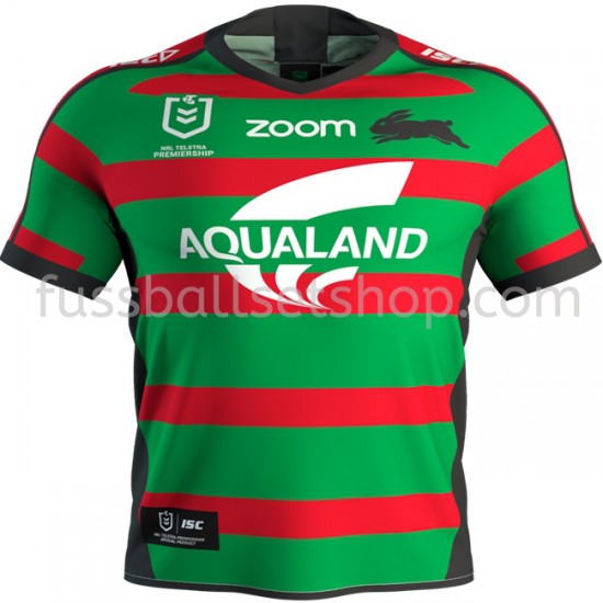 Günstige Fußball Trikotsatz South Sydney Rabbitohs Rugby Heimtrikot 2020 Kurzarm