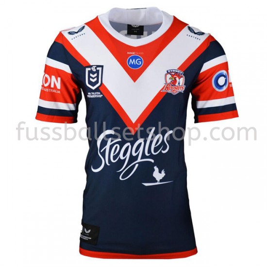Günstige Fußball Trikotsatz Sydney Roosters Rugby Heimtrikot 2021 Kurzarm